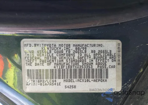 1999 Toyota Avalon Xls from USA, damaged, VIN 4T1BF18B7XU353353